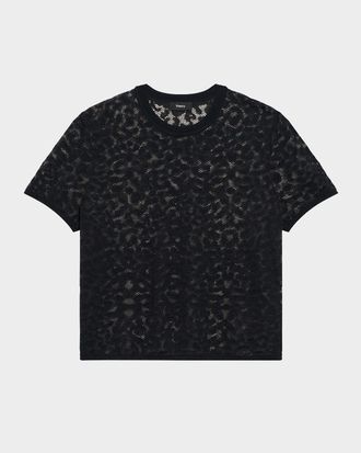 Theory Short-Sleeve Lace Tee