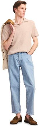 Naadam Lightweight Cashmere Short Sleeve Polo in Oat at Nordstrom, Size Xx-Large