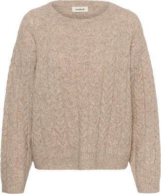 Soaked In Luxury Slidalia Kabel Trui - Dames - Ronde hals truien - Beige - S - Truien & Vesten