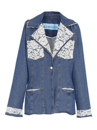 Lethicia Bronstein lace-trimmed denim jacket - women - Cotton - G - Blue