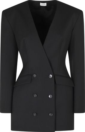 Andamane Black Alexis V-Neck Double-Breasted Polyester-Blend Dress