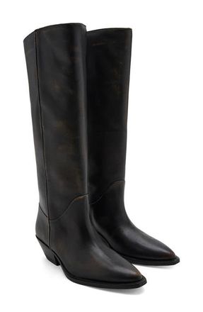 Mango Worn Look Leather Boot in Brown at Nordstrom, Size 6.5Us