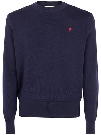 Ami Crewneck Sweater With Contrasted Ami De Coeur