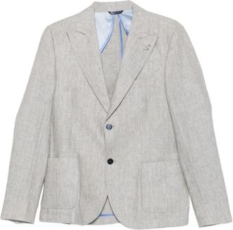 Daniele Alessandrini 115 Giacca Gessata Lino - Heren - Blazers - Beige - M - Leer - Jassen