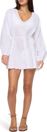 L*Space Boat Trip Linen Cover-Up Tunic in White at Nordstrom Rack, Size X-Small