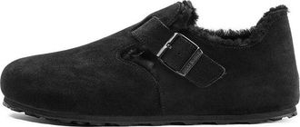 Birkenstock London Shearling Suede Leather Narrow Fit Sandals Black 1014961