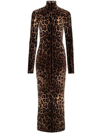 Dolce & Gabbana Abito midi con stampa - Marrone