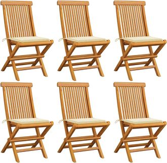 vidaXL Vidaxl - Sillas De Jard&iacute;n 6 Uds Con Cojines Crema Madera De Teca