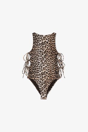 Ganni Swimsuit in Leopard - Size XXS Brown