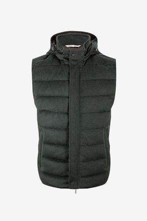 Maurizio Baldassari &Auml;rmellose Daunenjacke mit Kapuze aus Kaschmir