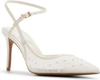 Aldo Kymmberly Pointed Toe Ankle Strap Pump in Other White at Nordstrom, Size 6.5