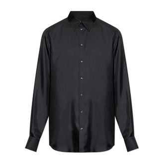 Dolce & Gabbana Zijden overhemd - Heren - Zakelijke Overhemden - Zwart - 3XL - Overhemden