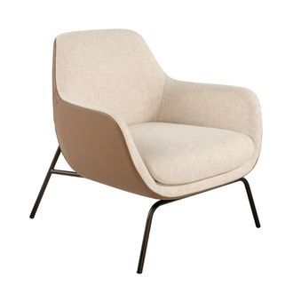 Angel Cerd&aacute; Cream Fabric & Brown Leatherette Armchair, Black