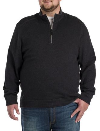 Tommy Bahama Big & Tall Flip Coast Reversible 1/2-Zip Pullover in Black at Nordstrom, Size 1X Big