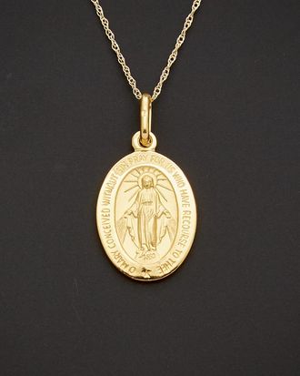 Italian Gold, Inc 14K Italian Gold Miraculous Medal Pendant Necklace