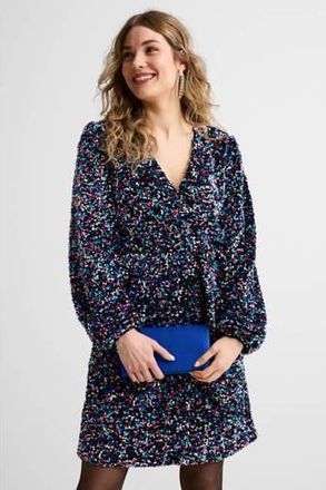 Anytime overslag jurk met pailletten multi