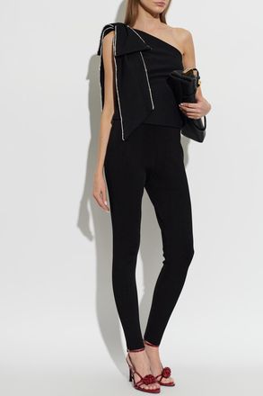 Rotate Top With A Bow Finished With Shimmering Sequins, Womens, Black