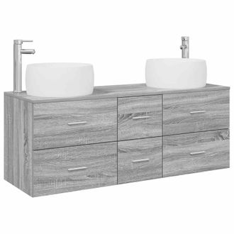 vidaXL Juego De Muebles De Ba&ntilde;o 3 Uds. Sonoma Gris 49,5 X 44,5 X 66 Cm Vidaxl
