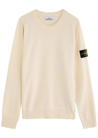Stone Island Badge Cotton Jumper - Ivory - S