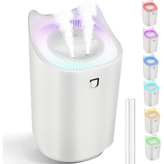 OEM Humidificador Para Dormitorio, Humidificador Usb De 3 Litros Con 7 Colores Led Y 2 Boquillas De Pulverizaci&oacute;n, Hasta 24-48 Horas De Funcionamiento Con
