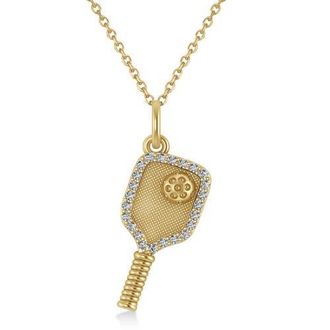 Allurez Natural Diamond Pickleball Paddle Pendant Necklace 14k in 0.24Ct, Yellow Gold at Nordstrom, Size 18
