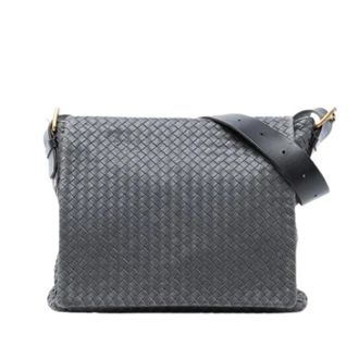 Bottega Veneta Pre-owned Cross Body Bags, female, Gray, Size: ONE SIZE Pre-owned Woven Nappa Crossbody Bag