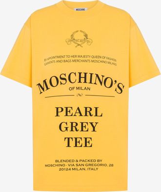 Moschino T-shirt in jersey di cotone organico stampata - Giallo