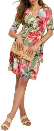 Tommy Bahama Carmela Floral Print Wrap Dress in Dusty Sage at Nordstrom, Size X-Small