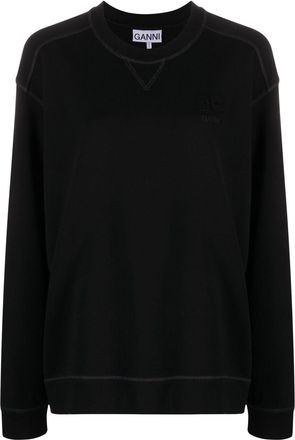 Ganni Isoli drop-shoulder sweatshirt - women - Organic Cotton - S/M - Black