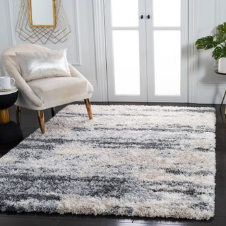 Safavieh Fontana Shag Area Rug, Grey / Ivory Flokati Style Non-Shedding