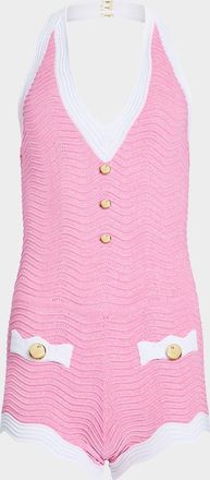 Retrof&ecirc;te Jayde Metallic Rib-Knit Romper
