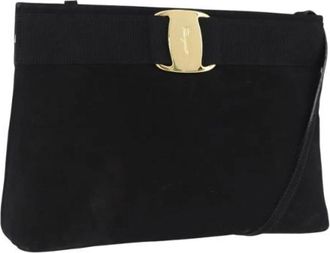 Ferragamo Pre-owned Suede Shoulder Bag - Dames - Vintage Schoudertas - Zwart - ONE Size - Su&egrave;de - Vintage