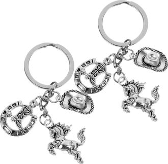 UPKOCH 2pcs Metal Cowboy Hat Keyring Cowboy Decor Keychain for Women Unique Themed Keyring