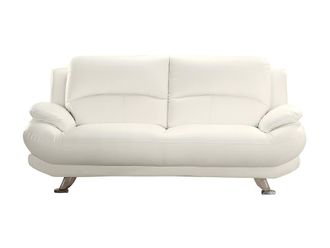VENTE-UNIQUE.COM Sof&aacute; fijo piel sint&eacute;tica 3 plazas marfil 200x91cm