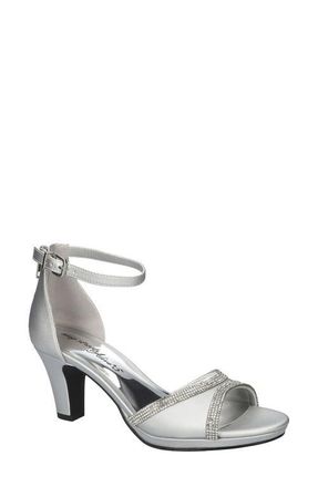 Easy Street Davina Ankle Strap Sandal in Silver Satin at Nordstrom, Size 6.5