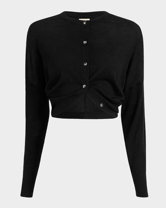 Khaite Finn Wool Draped Crop Cardigan