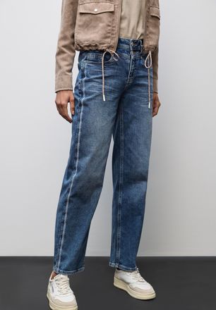 Street One 5-Pocket-Jeans STREET ONE Style Straight Leg, Damen, Gr. 28, L&auml;nge 30, medium blau authentic, Denim/Jeans, Obermaterial: 98% Baumwolle, 2% Elasthan, u