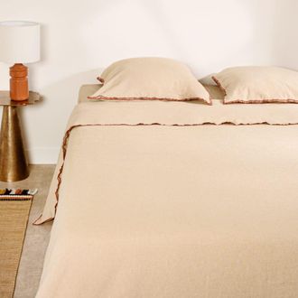 Maisons du monde Juego de cama de algod&oacute;n org&aacute;nico beige, 260x240 cm