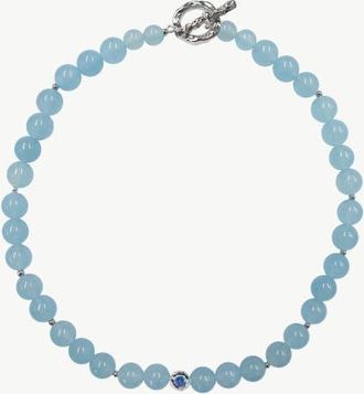 Classicharms Isla Aquamarine Bead Choker Necklace in Auqamarine at Nordstrom, Size Small