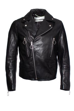 Off-white leather biker jacket