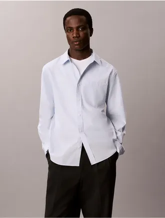 Calvin Klein Jeans Calvin Klein Mens Washed Poplin Button-Down Shirt - Blue - XL