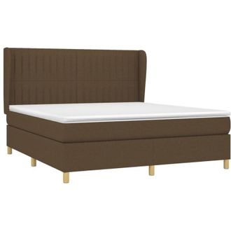 vidaXL Vidaxl - Cama Box Spring Con Colch&oacute;n Tela Marr&oacute;n Oscuro 180x200 Cm