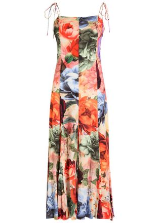 Alice & Olivia Jeanette Floral Woven Midi Dress - Multicoloured - 6 (UK10 / S)