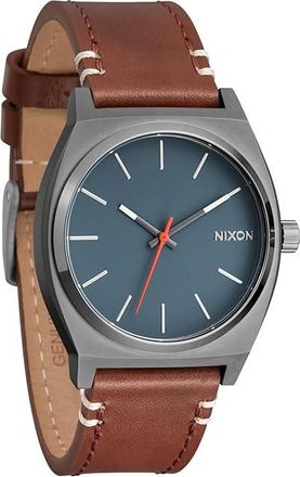 Nixon Time Teller Leather Mens Watches Light Gunmetal/Basalt/Sienna, Leather/Stainless Steel