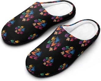 Generic Colorful And Dragons Cotton Slippers for Women Indoor Outdoor Slipper Slip-On Memory Foam Home Shoes