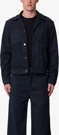 mnml Pinstripe Trucker Jacket in Black/White at Nordstrom, Size X-Small