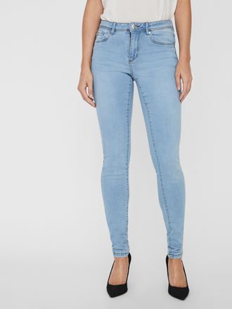 Vero Moda Skinny-fit-Jeans VERO MODA VMTANYA MR S PIPING JEANS VI352 GA NOOS, Damen, Gr. XS (34), L&auml;nge 34, blau (light blau denim), Denim/Jeans, Obermaterial: 