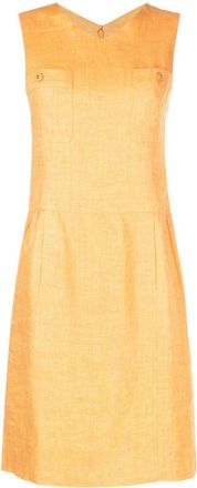 Chanel 1996 CC-buttons linen sleeveless dress - women - Linen/Flax - 36 - Orange