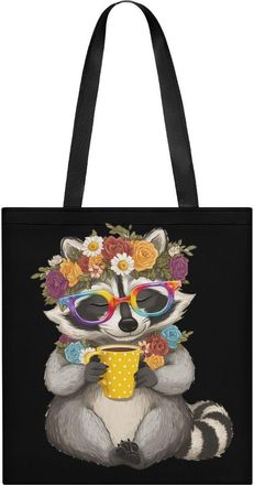 Generic Animal Raccoon Coffee Tote Bag for Women Men Shoulder Bags Purses Pouch Handbags