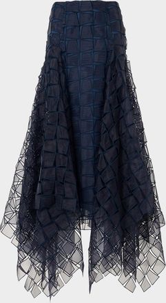 Akris Embroidered Organza Handkerchief Midi Skirt